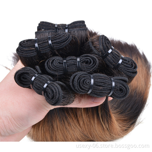Cuticle Aligned Virgin Hair Extension Ombre 5 Tone 1B 30 Brown Color Straight Super Double Drawn Hair Weave Bundles